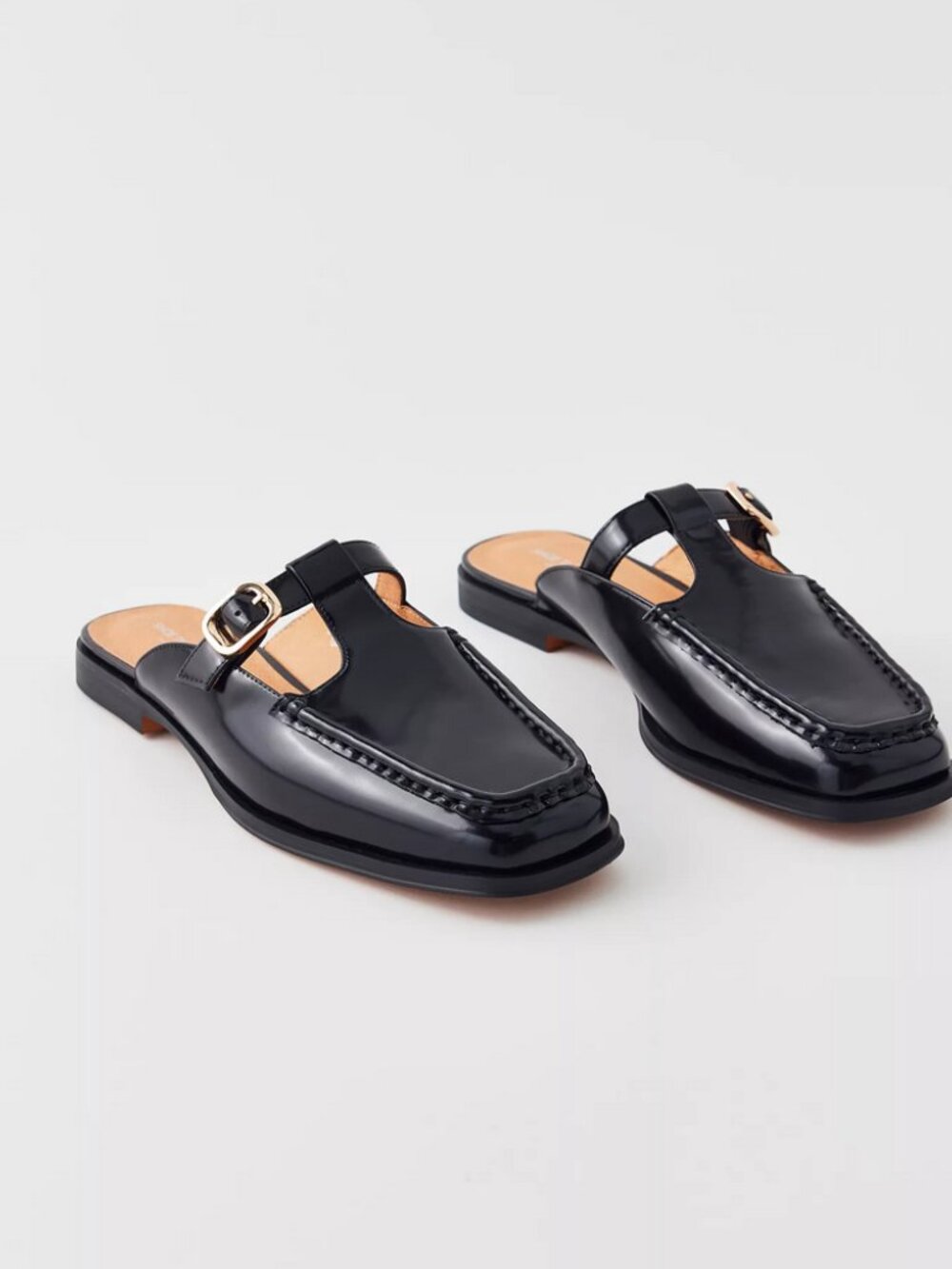 New! Shoe The Bear Erika Leather Black High Shine Slide Mule EU 36